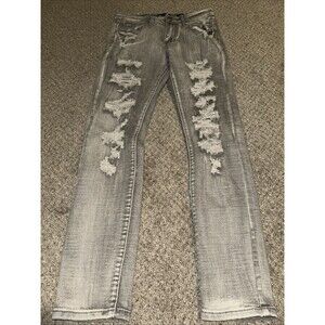 Waimea Jeans Women's 14 Gray  Stretch Denim Skinny Fit Distressed. Festival Cute